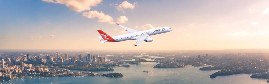Qantas A350 over Sydney Harbour