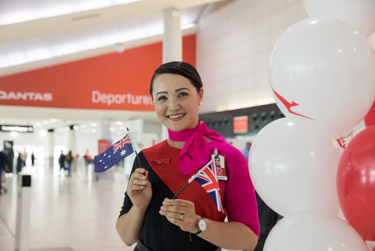 Qantas London to Australia inaugural flight